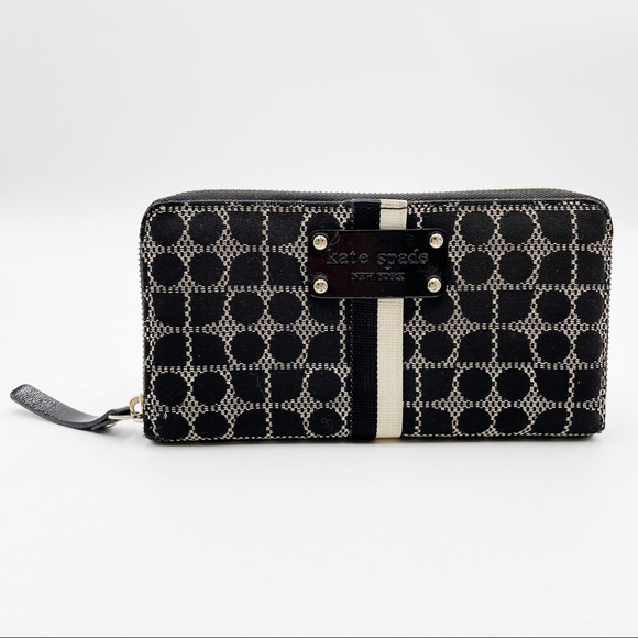 kate spade Handbags - Kate Spade Classic Noel Neda Black Cream Canvas Zip Around Wallet